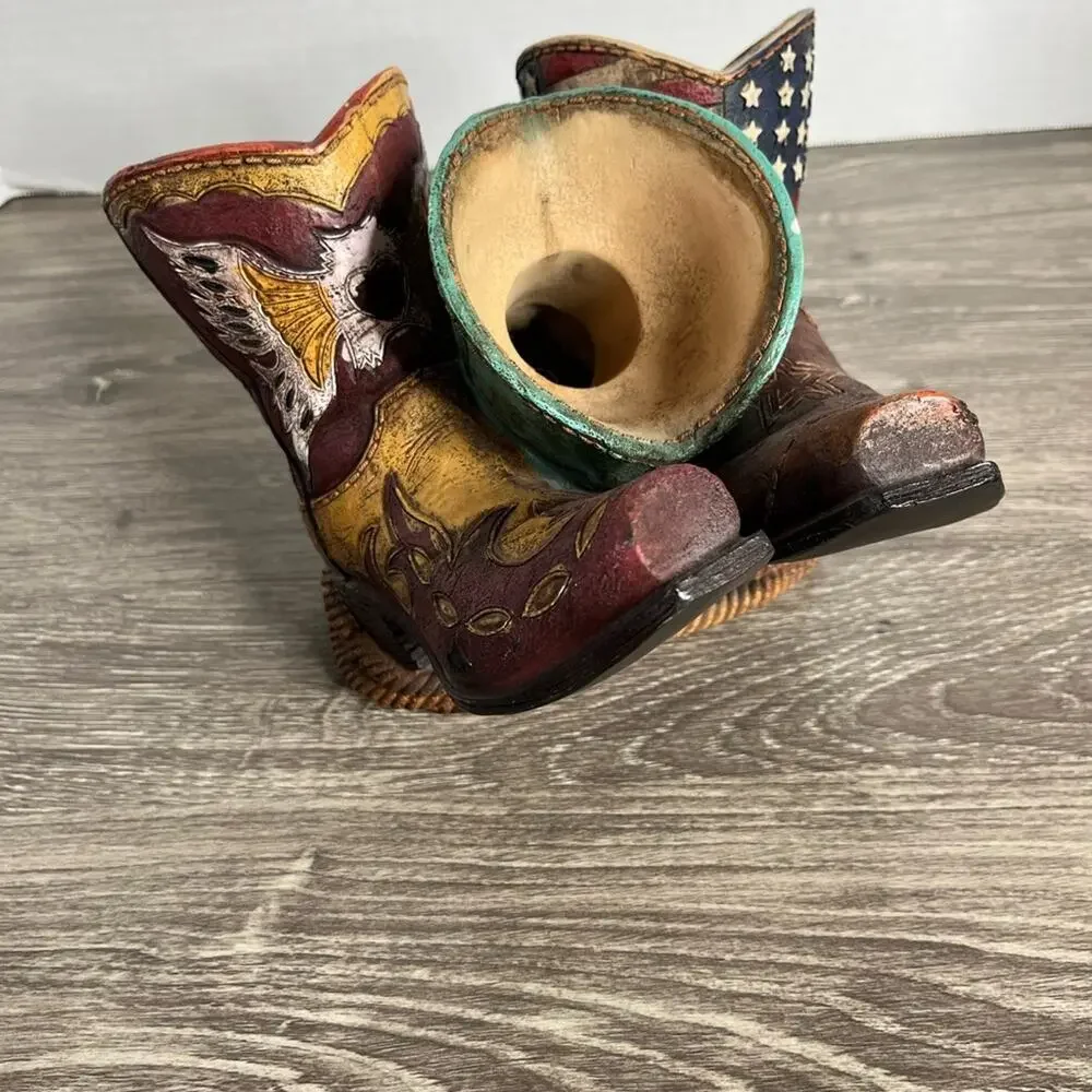 Cowboy Boots Triple Wine Holder Wine Holder Western Patriotic Farmhouse